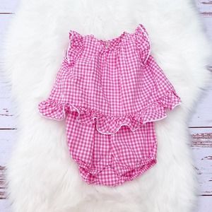 Ralph Lauren Pink Gingham Apron Bubble Romper | 6M